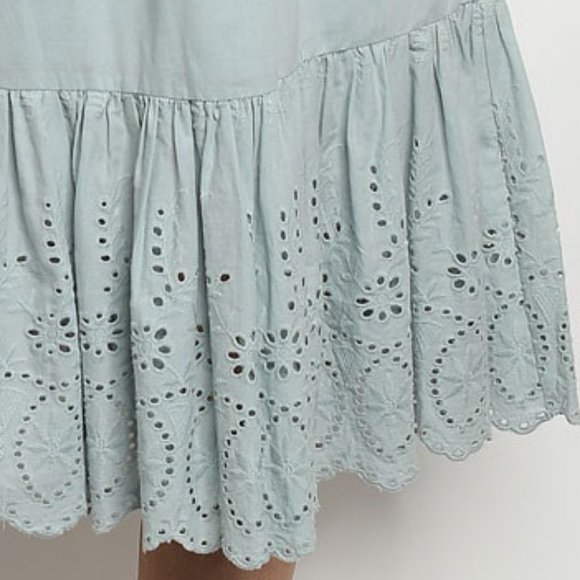 Light Blue Cotton Eyelet Detail Dress - Picture 5 of 8